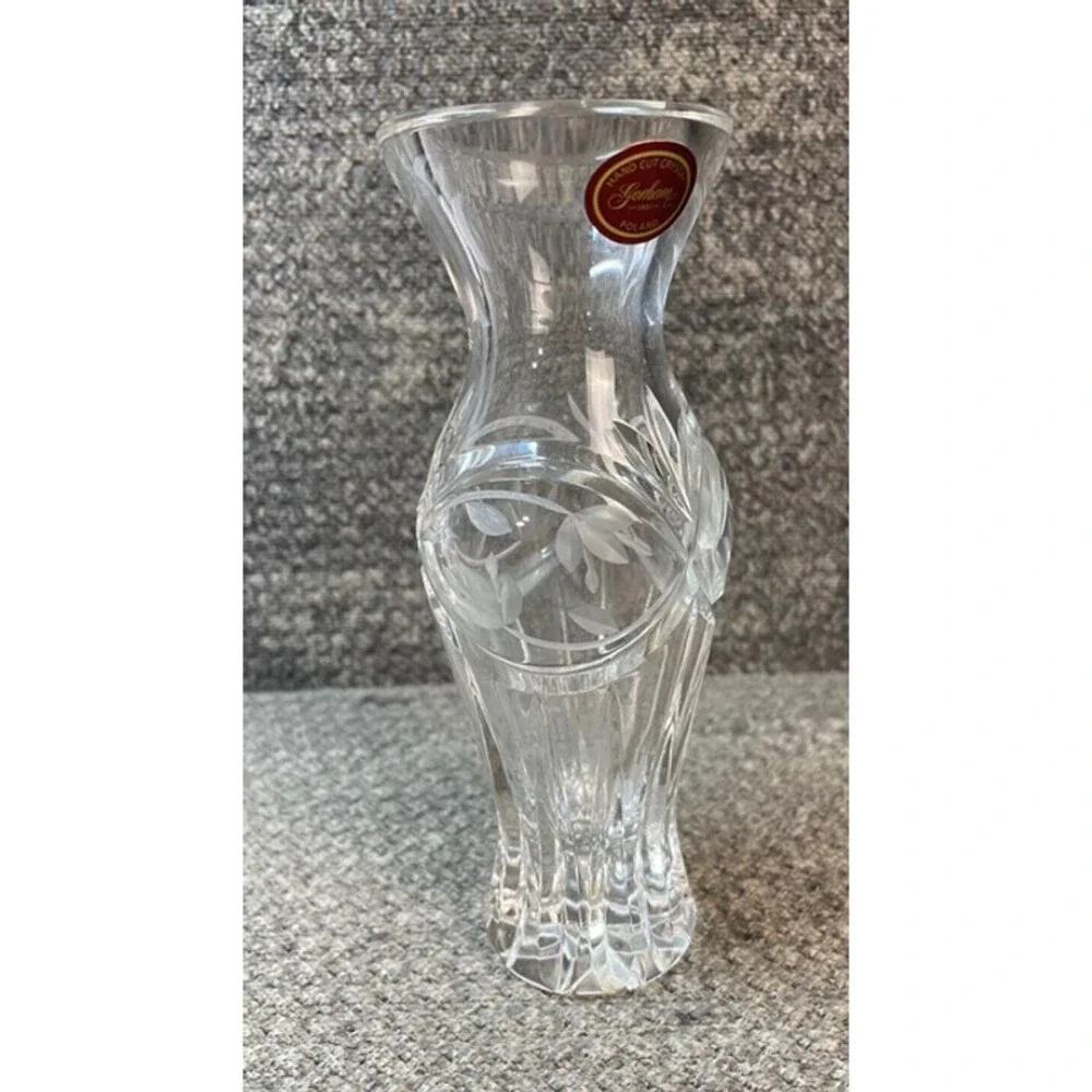 Vintage Gorham Hand Cut Crystal Vase Made in Poland 6.75